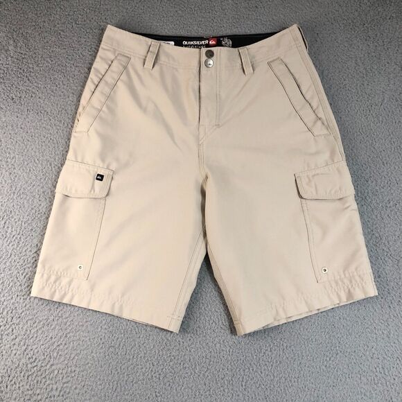 Quiksilver Amphibian Shorts‎ Mens 31 Tan Khaki Water Repellant Cargo Surf Skater - Picture 1 of 11